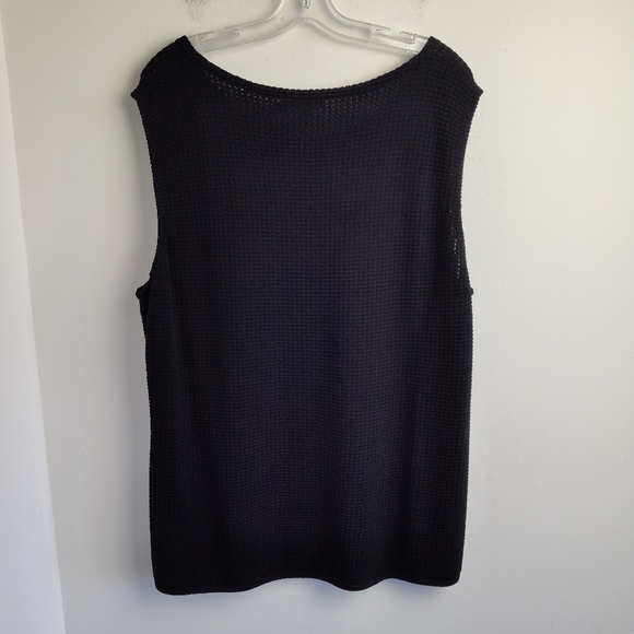 NWT Lafayette 148 Sleeveless Sweater Black Pullover textured vest new plus 3X - Picture 12 of 13